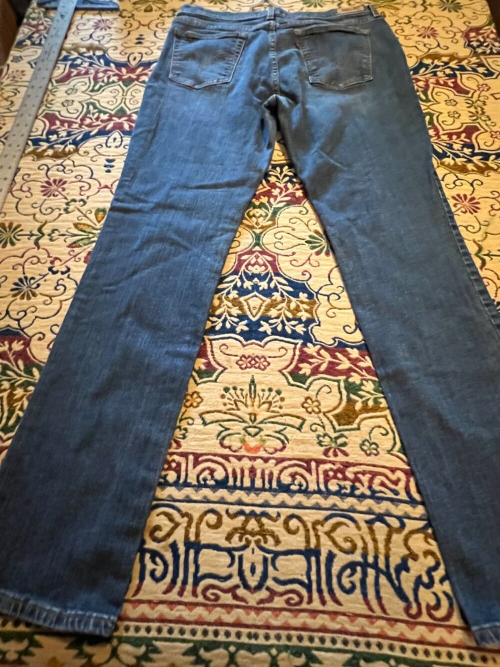 Levi's 505 Jeans Womens 14 Long Blue Denim Stretch Regular Fit Straight Leg - Picture 11 of 13